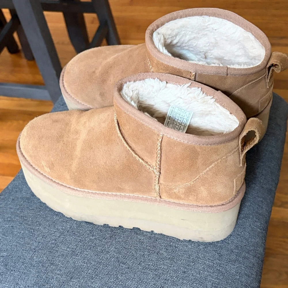 UGG Classic Ultra Mini Platform Boots Tan - Picture 4 of 9